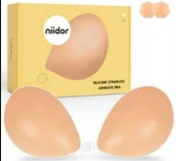 Niidor Adhesive Strapless Bra for Women Sticky Invisible Push up Silicone Bra for Backless Dress 2025 Upgraded Clasp Bras Bra Size B