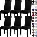 Sufdari Dining Chair Covers,Kitchen Chair Cover,Parsons Chair Slipcover,Spandex Chair Protectors for Dining Room Stretch Chairs Cover Set of 6 -Black