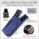 100% Natural Silk Eye Mask for Women Men, Soft Pressureless Cooling Blackout Eye Covers for Sleeping, Large Size Sleep Mask fits All Heads Adjustable, 1PC, Navy Blue