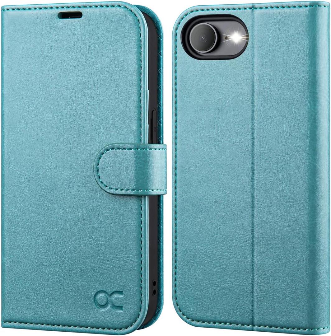 OCASE Compatible with iPhone 16e Wallet Case, PU Leather Flip Folio Case with Card Holders RFID Blocking Kickstand [Shockproof TPU Inner Shell] Phone Cover 6.1 Inch 2025, Ice Blue
