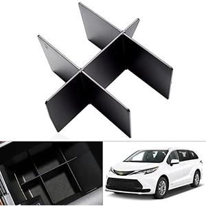 Karltys Center Console Organizer for 2021-2026 Toyota Sienna Center Console Divider Armrest Box Dividers Tray Sienna Interior Accessories ABS Black