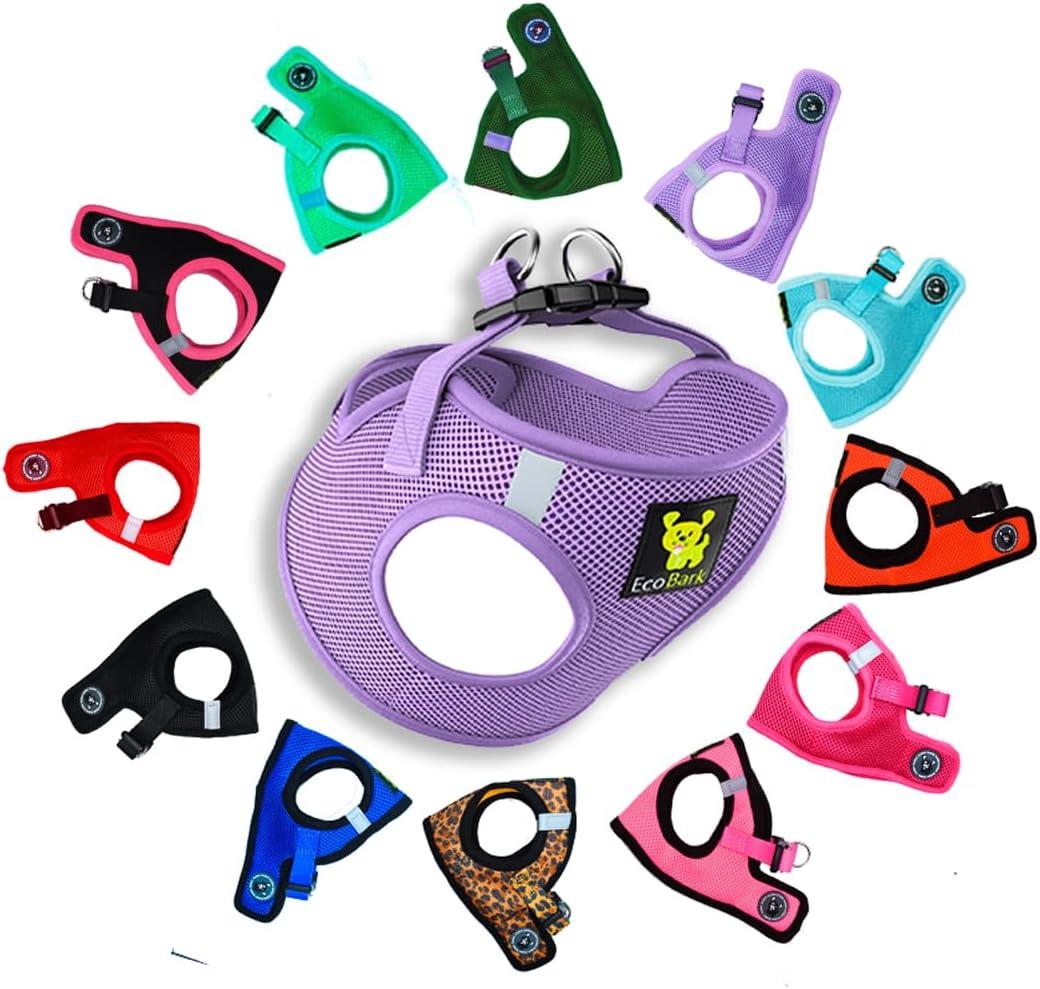 EcoBark Small Dog Harness - Step in Reflective Soft Luxury Mesh Ultra Padded Harness for Puppies, Toy Breeds, and Small Dogs - Comfortable & Secure Halter - Adjustable Pet Vest Wrap (Small, Lavender) (Small- 7 to 10 lbs - Chest Up to 14 in (Pack of 1))