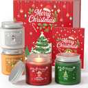 NORVENCE Christmas Candles, Scented Candle Gift Set of 4, Holiday Candles for Women and Men, Perfect Christmas Gifts for Women (Cinnamon, Pine, Vanilla, Jasmine, 14.4 oz)