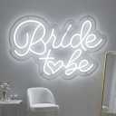 Bride to Be Neon Sign, 17.7"×11.42" White LED Neon Light for Wall Decor, Adapter Powered Neon Sign with Heart Design, Romantic Decor for Bachelorette Party, Bridal Shower, Wedding Engagement Party, Gift for Bride