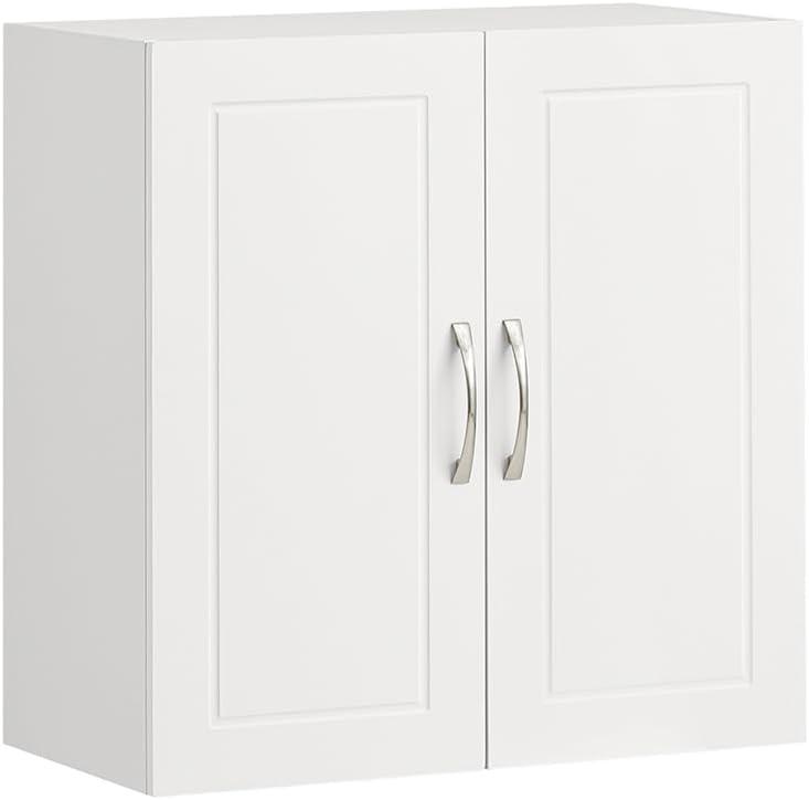 SoBuy Wall Cabinet for Laundry Room, Medicine Cabinet for Bathroom, Wall Storage Cabinet for Kitchen Garage, Linen Tower Bath Cabinet, Cabinet with Shelf, White FRG231-W