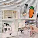 White Heart Drawer Bookshelf, Desktop Organizer with Shelves and Heart-Shaped Drawer for Desk, Office, Dorm