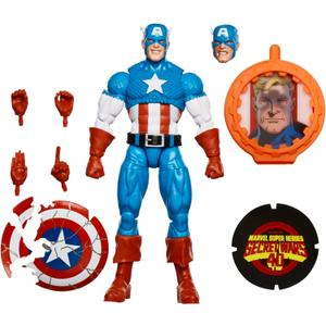 Marvel Legends Series Captain America, Avengers Retro Comics Secret Wars Collectible 6 Inch Action Figure with Shield