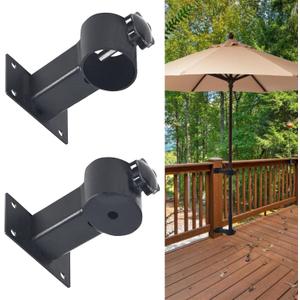 Patio Umbrella Holder Heavy Duty Adjustable Metal Umbrella Clamp Stand Mount Attaches to Railing, Outdoor Courtyard, Balcony, Boats,1sets (1 Base Pieces and 1 top Pieces, to Hold 1 Umbrellas) (Fits 4 inch railing columns)