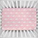 Halloween Spooky Pink Bows Baby Crib Sheets Cute Pastel Bows Soft Crib Sheet Spooky Season Fitted Crib Mattress Cover for Standard Crib and Toddler Mattresses 52"x28" (One size)