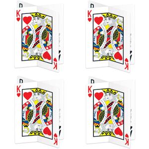 Beistle 4-Pack 3-D Playing Card Centerpieces, Table Decorations for Casino Themed Parties & Gatherings, Game Night Decorations with Poker Cards, 12