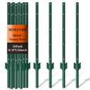 Metal Garden Fence Posts– Heavy Duty U-Post for Wire Fencing, 3 FT Green 20 Pack No-Dig Fence Stakes for Temporary Fencing, Corner Anchor Posts, Rustproof Powder-Coated Steel for Farm, Yard & Garden, Size: 3FT-20P