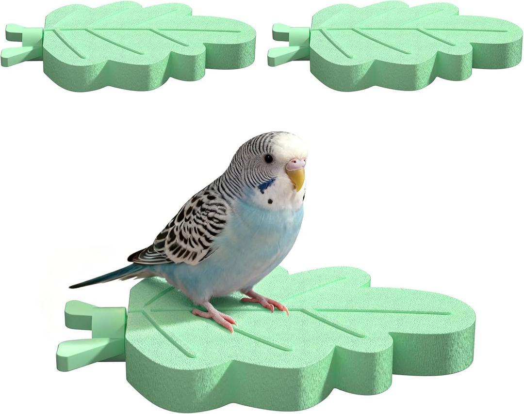 2PCE Bird Perches for Cage, Anti-Slip Abrasive Surface Bird Beak Grinding Stone Bird Sharpening Its Claws, Parrot Perch Stand Platform, for Parrot Budgie Cockatiel Cage Accessories(Green, Large)