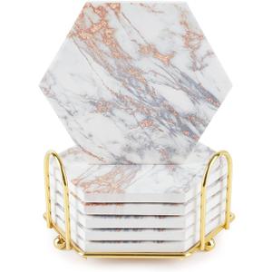 Marble Coasters for Drinks, Absorbent Coasters with Cork Base, 6pcs Drink Coasters for Wooden Table with Holder, Gold Ceramic Coasters Set for Drinks, Glasses, Cups, Bar,offee bar Decor Gold Marble Coasters for Drinks, Absorbent Coasters with Cork Base, 6pcs Drink Coasters for Wooden Table with Holder, Gold Ceramic Coasters Set for Drinks, Glasses, Cups, Bar,offee bar Decor Gold