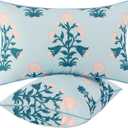 MIULEE Decorative Floral Outdoor Lumbar Pillow Covers with Inserts Set of 2 12x20,Waterproof Vintage Fade Resistant Patio Throw Pillows with Piping for Spring Summer Garden Couch Sofa,Blue Pink