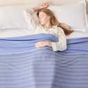 EMME Cooling Blanket Queen Size, Bed Summer Blanket for Hot Sleepers, Thin Lightweight Throw Blanket for Couch, Double Sided Keep Body Cool, Blue Cold Blankets for Sleeping (Queen(90"x 90"))