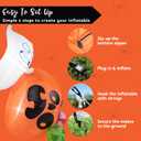 Joiedomi 5 ft Tall Halloween Inflatable Outdoor Decoration, Halloween Blow Ups Cute Ghost Halloween Decorations with Pumpkin Candy Bag with LEDs for Yard Decor