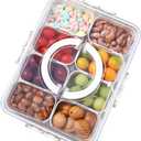 Divided Clear Snackle Box with Lid and Handle Food Serving Tray Fruit & Veggie Container with 8 Detachable Dividers Portable Snack Platters Charcuterie Board Container for Party, Travel