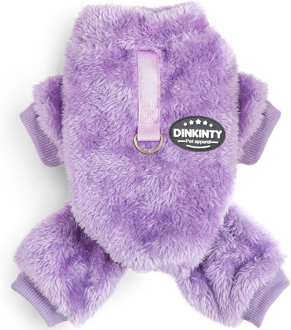 Dog Sweaters for Small Dogs Puppy Pjs Fleece Dog Pajamas Winter Warm Doggie Sweater Thermal Stretchy Jumpsuit Pet Clothes Outfits Cat Apparel (Purple, XX-Small)