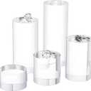BENECREAT 5Pcs Clear Acrylic Display Block 1/1.6/2.4/3.2/4 Inch Round Cylinder Solid Display Pedestal Stand for Jewelry Gem Display Pop Figures Cosmetic Showing