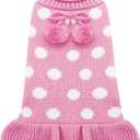 KYEESE Valentines Dog Sweater Dress, Warm Dog Sweaters for Small Dogs Girl Cats Dogs Clothes, Pullover Cozy Knit Pet Apparel with Leash Hole, Pink Dot, S
