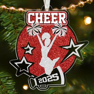 2 x Cheerleader Ornaments - Cheerleader Gifts for Girls, Senior Night Cheerleaders - Cheerleading Christmas Ornament for Girls Teens, Captain Team, Women - Red White Christmas Ornament 2025