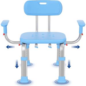 KingPavonini Shower Chair for Inside Shower with Arms and Back, Height & Width Adjustable Heavy Duty Shower Seat for Inside Tub(550lb), Shower Chair for Elderly and Disabled