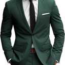Wangyue 2 Piece Suit Men Slim Fit Suits for Mens One Button Men Suit Slim Fit Wedding Groomsmen Prom Homecoming Suits (Medium, Dark Green)