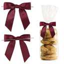 LIZLOVESS Pre-Tied Burgundy Bows for Christmas 3.5 Inch Premade Dark Red Twist Tie Bows for Gift Wrapping Satin Bows for Crafts, Party Favors, Treat Bags, Wedding, Candy Apples, Cake Pops (50 Pack)