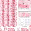 Frienda Valentine's Day Shower Curtain for Bathroom Decor Scalloped Love Hearts Curtain Romantic Waterproof Fabric for Valentines Day Bath Bathtub Decorations, Hooks Include, 72 x 72 Inch (Pink)