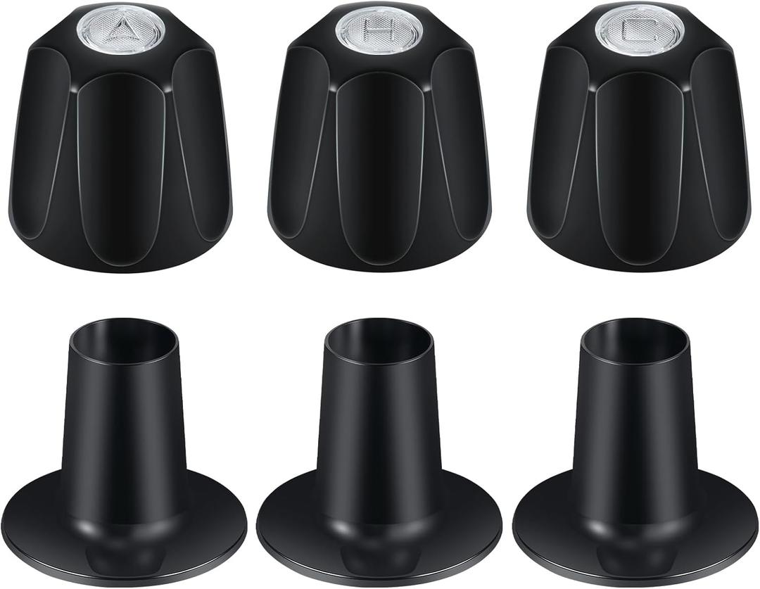 Coolfell Metal Matte Black Shower Knob 3 Piece Replacement, Compatible with Price/Pfister Verve Tub Shower Handle, 3 Faucet Handle Trim Kit, 12 Point Broach Shower Knobs, Height 2.35 in Width 2.35 in