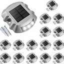 VOLISUN Solar Deck Lights, 4 Pack Led IP67 Waterproof Outdoor Warning Step Lights for Driveway, Sidewalk, Garden Pathway, Yard (White)