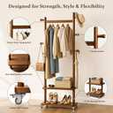 Coat Rack Freestanding Solid Wood Clothes Rack with Wheels
Space Saving,Stable 5 Hooks 2 Shelves Coat Tree,Silent 360 Degree Wheels,Heavy Duty 150 lb Capacity for Entryway Bedroom