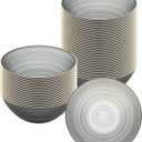 Restaurantware Plastic Bowls 20 Pcs 16 oz Gold Rimmed Disposable Soup Bowls Heavy-Duty Black Translucent Rippled Dinnerware Containers for Party, Desserts, Salads, Snacks, and Catering