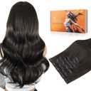 DOORES Seamless Clip-in Real Human Hair Extensions, Mocha Brown 7pcs 110g 18 Inch, Straight Hair with Invisi Edge