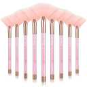 9 Pieces Facial Fan Mask Brushes, Soft Facial Applicator Brushes Tools for Peel Glycolic Makeup for Mud Cream(Pink)