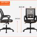 BestOffice | Ergonomic Office Chair | Mid-Back Swivel Desk Chair | Breathable Backrest & Lumbar Support | Adjustable Height | Sponge Seat | Rolling Wheels | Black | for Adults & Women