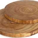 Nicunom 2 Pack Large Wood Slab Serving Board, 9"-10"/11"-12" Wood Cheese Server Round Board, Wooden Slices for Table Centerpieces