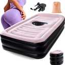 New Upgraded BBL Bed with Hole-Inflatable BBL Bed After Surgery,Brazilian Butt Lift Surgery Recovery Mattress with Carrying Bag & Air Pump,Waterproof Plant Velvet Touch Sleep-Black Pink(17.71*14.17In)