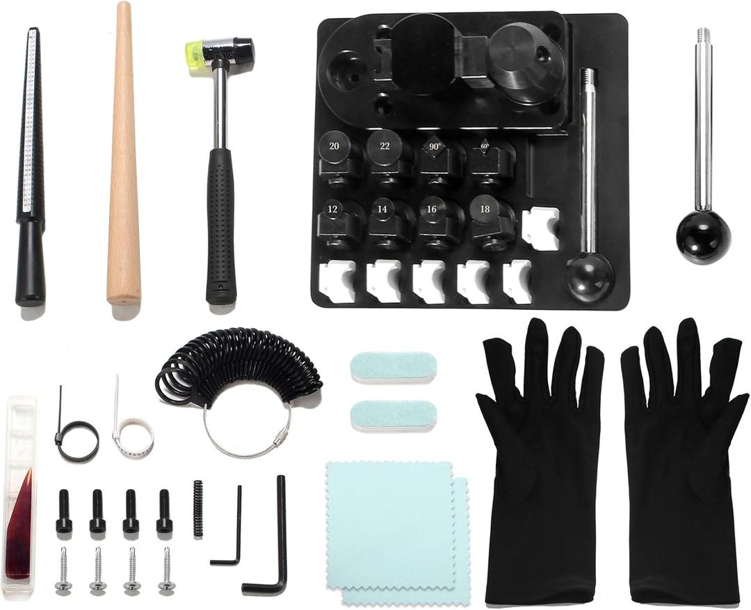 Sidasu Ring Bending Tool Kit, Multi-Functional Ring/Earring Bending Machine with Nylon Dies Set/Measurement Gauge, Precision Metal Craft Tool for Beginners & Professionals (14pc)
