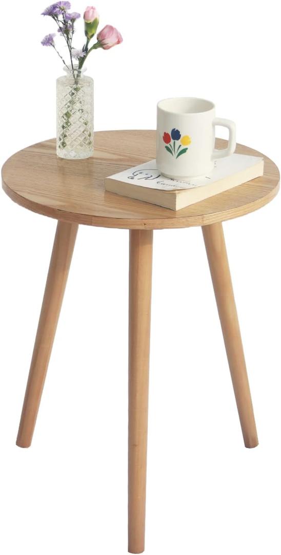 AWASEN Side Table Round, Small Accent Table Nightstand Modern End Table for Living Room Bedroom Office Small Spaces, 15.7''D x 19.69''H(Natural Walnut), 16 in x 16 in x 19.5 in