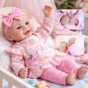 EKOKIZ Lifelike Reborn Baby Doll - 17 Inch Realistic Soft Body Newborn Baby Dolls Girl that Look Real with Clothes and Accessories, Gift for Kids Age 3+ Birthday, Pretend Play