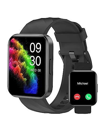 RUIMEN Smart Watches for Men Women (Answer/Make Calls) Compatible with iPhone/Android Phones, 1.85" HD Screen Fitness Tracker Heart Rate Monitor 100+ Sports Tracker Watch Waterproof (Black)