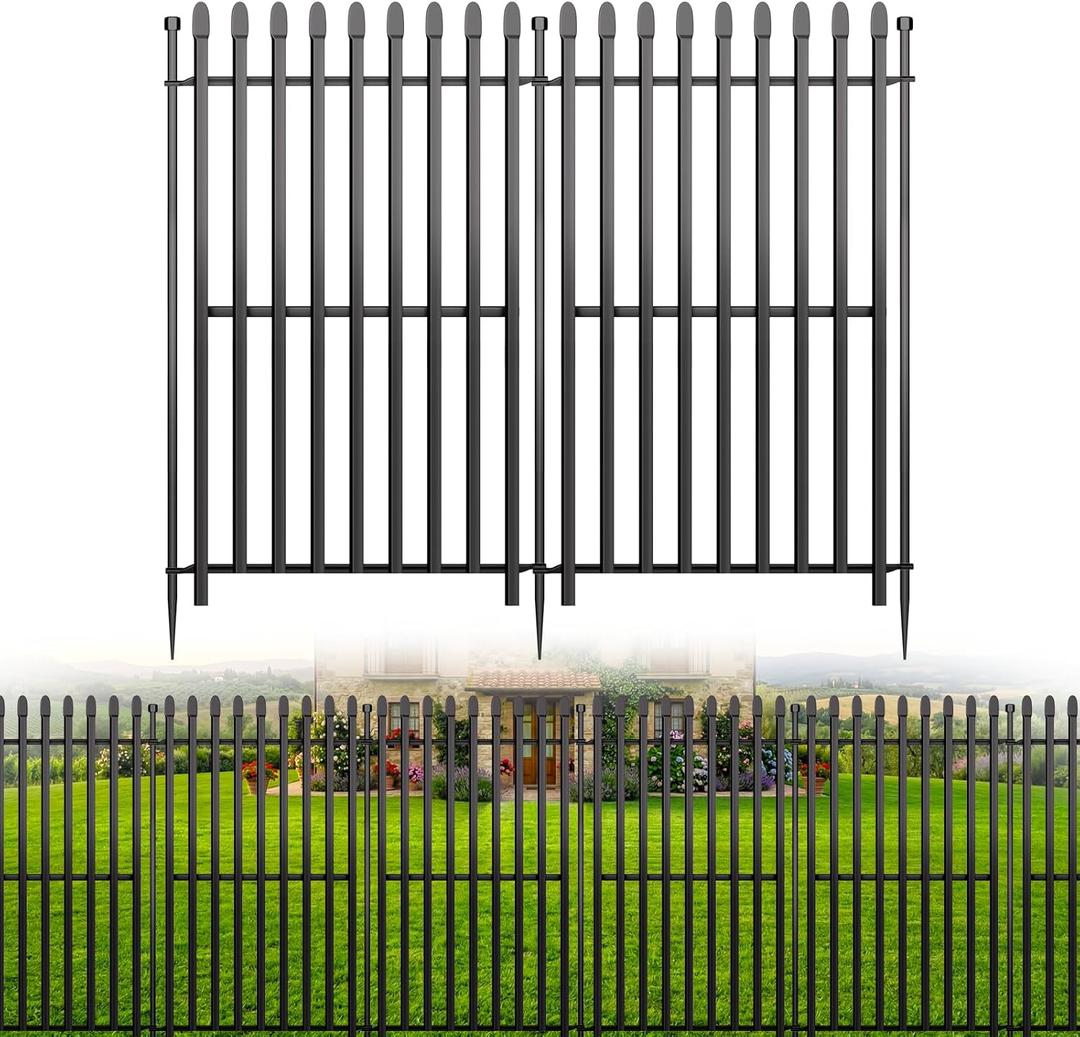 10 Panels No Dig Decorative Garden Fence, 40in(H)22ft(L) Heavy-Duty Rustproof Metal Panels, Outdoor Dog Barrier for Yard & Patio, Landscape, Border| Portable Temporary Fencing