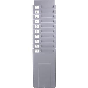 NADAMOO 10-Slot Time Card Holder, Wall-Mounted, Retractable and Expandable Plastic Punch Card Rack, Compatible with Time Clock and Attendance Recorder for Office Business, Grey.