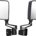 Passenger+Driver Side View Mirror Black Pair Side Mirror Replacement fit for 1987 1988 1989 1990 1991 1992 1993 1994 1995 1997 1998 1999 2000 2001 2002 for Jeep Wrangler with Manual Folding