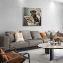 TcnBzydkij Square Canvas Bathroom Decor Rottweiler Dog Wall Decor Poster Animals Reading Newspaper Theme Bathroom Wall Art Print Toilet Wall Decor Home Gift 12x12inch Framed, style-1