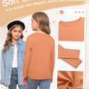 5 Pack Girls' Long Sleeve Shirts Kids Soft Crewneck Casual Loose Fit Layering Tops Basic Athletic Pullover Tee, 11-13Y