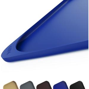 Smilool Silicone Pet Food Mat with Raised Edge for Food and Water Bowl, Dog Feeding Mats, Cat Food Trays for Floor Waterproof, Rubber Tray for Dogs and Cats, 22 x 14 x 0.8 Navy Blue