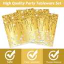 96 PCS Golden Birthday Party Decorations Tableware Set for Golden Themed Happy Birthday Supplies Diamond Gold Plates Napkins Forks for 24 Guests Men Women Anniversary Engagement Wedding Party Favors