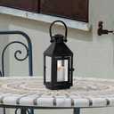Black Candle Lantern Decorative: 8.6" Small Lanterns Indoor Hanging Candle Holder Modern Farmhouse Home Decor for Christmas Wedding Halloween (4.33" x 4.33" x 8.66")